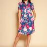 summer dress na lato z krótkim rękawem - suk196 sukienka w kwiaty