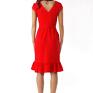 Elegancka sukienka falbaną czerwona 003 - sylwestrowa