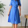 niebieska bawełniana sukienka midi total stefi (gilliona szmizjerka na lato