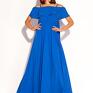 Piękna sukienka typu oversize uszyta z włoskiej wiskozy w kolorze kobaltowym. Wesele