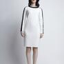sukienki: SUK115 ecru - kontrast czarno biała