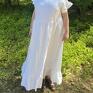 sukienki: Biała z falbanami 100% len - lniana z lnu oversize