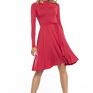 sukienki: Zwiewna z delikatnej w dotyku wiskozy z golfikiem, T289, czerwona elegancka
