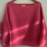 Pomelo pink handmade - różowy krotki oversize sweter