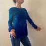 sweter turkusowe jedwabno wełniany niebieski swetry bluzka dzianina