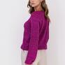 swetry różowy sweter lekki jak mgiełka, transparentny sweterek z raglanowym rękawem długim