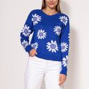 Sweter w kwiatki - SWE302 kobaltowy MKM
