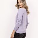 Dzianinowy sweter z dekoltem w serek - SWE345 liliowy MKM