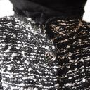Prosty żakiet-sweter handmade melanż - czarno-biały