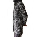 Prosty żakiet-sweter handmade melanż - czarno-biały