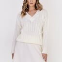 Sweter w warkoczowy wzór - SWE316 ecru MKM