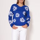 Sweter w kwiatki - SWE302 kobaltowy MKM