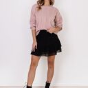 Sweter w warkoczowy wzór SWE323 w pudrowym różu - bez zapięcia