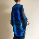 Wełniany kardigan z merino blue&graphite - ręcznie barwiony one size oversize 