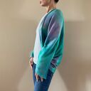 Sweter z wełny merino pastel roż&szmaragd