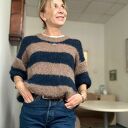 Sweter Sofy alpaka wełna ręcznie robiony granat brąz handmade