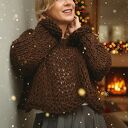 Sweter CoCo wełna ręcznie robiony brązowy handmade