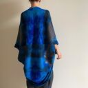 Wełniany kardigan z merino blue&graphite - ręcznie barwiony one size oversize 