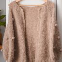 Kardigan na drutach, bąble na rękawach, sweter z alpaki, lekki kardigan