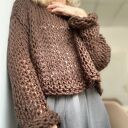Sweter CoCo wełna ręcznie robiony brązowy handmade