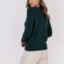 Cienki sweter w serek zielony MKM SWE243