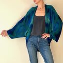 Sweter/bolero z wełny merino szmaragd&szafir