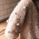 Kardigan na drutach, bąble na rękawach, sweter z alpaki, lekki kardigan