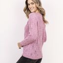 Sweter ażurowy warkocze - SWE342 różowy MKM