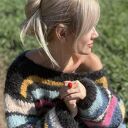Kolorowy sweter oversize z alpaki i merynosa