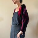 Sweter bolerko z wełny merino red&black - ręcznie barwiony kardigan S/M