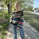 Kolorowy sweter oversize z alpaki i merynosa