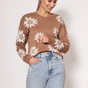 Sweter w kwiatki - SWE302 mocca MKM