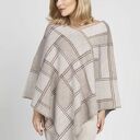 Lekkie poncho, SWE174 ecru/ mocca / bordo MKM