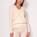 Cienki i ciepły sweter w serek - SWE243 łosoś MKM