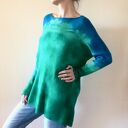 Wełniany sweter oversize turkus - szmaragd, ręcznie barwiony (one size)