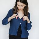 Krótki granatowy kardigan - sweter handmade Hermina
