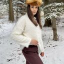 Sweter Pluszak Otulacz - Cloud Dancer srebrzysty odcień