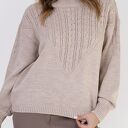 Beżowy sweter w charakterze bluzy SWE322 - MKM (handmade)
