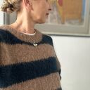 Sweter Sofy alpaka wełna ręcznie robiony granat brąz handmade