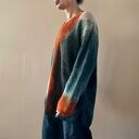 Luźny sweter grafit & pomarańcz - ręcznie barwiona dzianina naturalna (oversize)