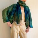 Lniany sweter/bolerko blue&green