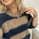 Sweter Sofy alpaka wełna ręcznie robiony granat brąz handmade