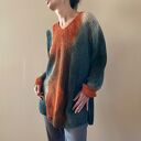 Luźny sweter grafit & pomarańcz - ręcznie barwiona dzianina naturalna (oversize)