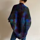 Kardigan „kokon” blue&wine z wełny merino - ręcznie barwiony, one size (S-M)