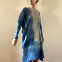 Luźny lniany sweter sukienka blue&taupe