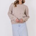 Sweter w warkoczowy wzór - SWE323 beż MKM