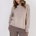 Beżowy sweter w charakterze bluzy SWE322 - MKM (handmade)