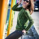 Zielony melanżowy sweter