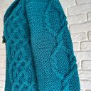 Gruby, mięsisty kardigan handmade w kolorze petrol