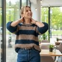 Sweter Sofy alpaka wełna ręcznie robiony granat brąz handmade